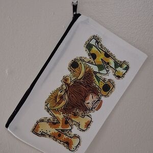 White Zipper Pouch with Sunflower Design